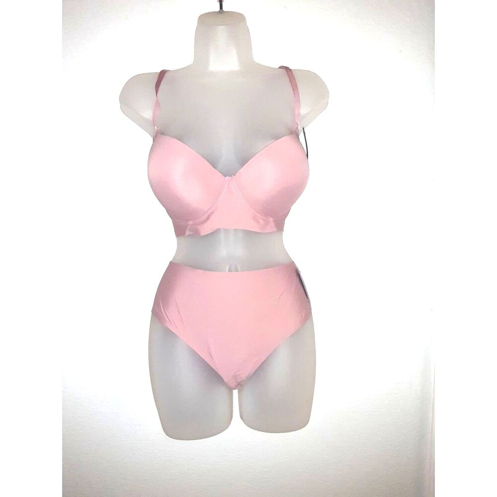 Youmita 40D Ash Rose Seamless Pushup Bra and Seamless Laser Cut Hipster NWT